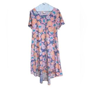 LuLaRoe maxi high low dress pastel floral pink  purple cotton poly spdx …